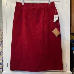 Vintage Lilli Ann Collection Red Facile Ultrasuede Faux Suede Pencil Skirt